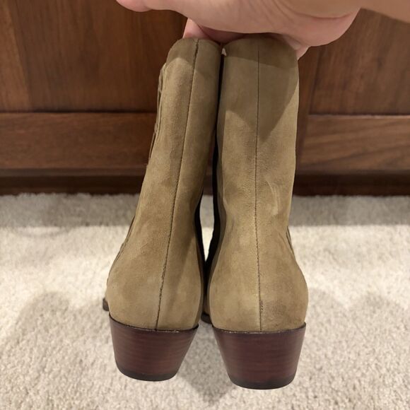 New Lucky Brand Shakell Suede Leather Ankle Boots Western Snip Toe Women's 7.5M - Picture 4 of 10